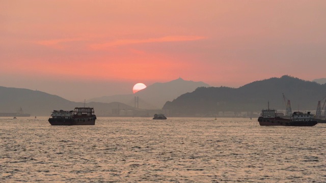 时间推移:日落香港城市海港视频素材