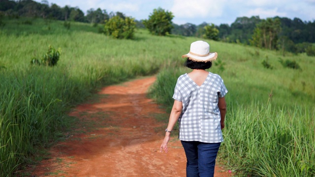 在泰国Khao yai国家公园的草地上，美女们在玩纺纱视频素材