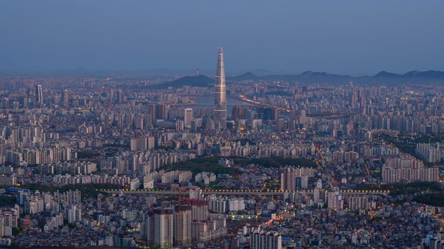 韩国首尔的江南区和松帕区从黎明到清晨的景色视频素材