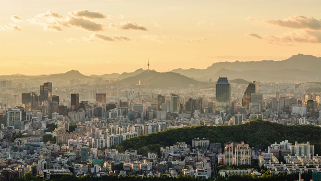 韩国首尔的江南区和南山视频素材