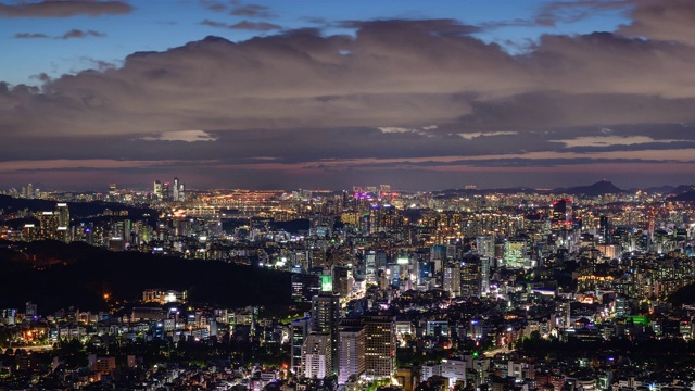 日落到夜景江南区和汉江，首尔视频素材