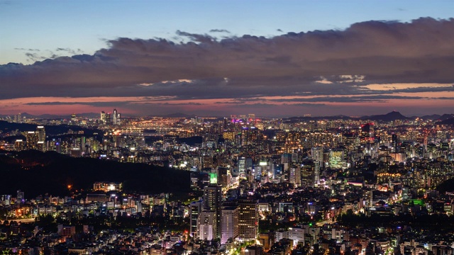 日落到夜景江南区和汉江，首尔视频素材