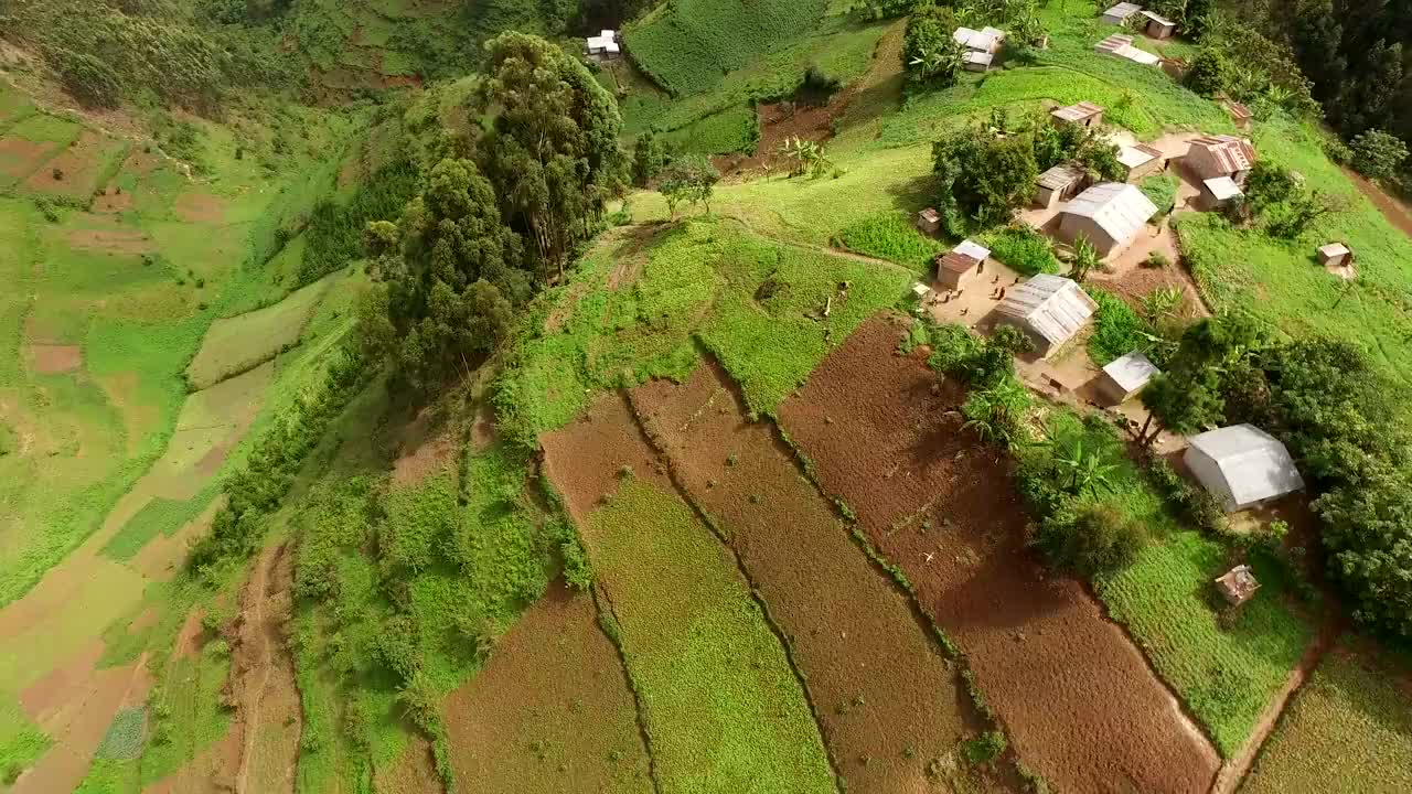 鸟瞰高地上的农田视频下载