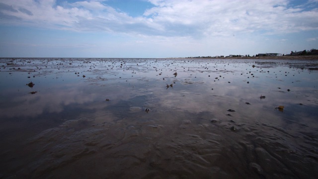 特拉华州，浮云映在浅水上视频素材