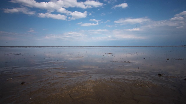 特拉华州，浮云映在浅水上视频素材