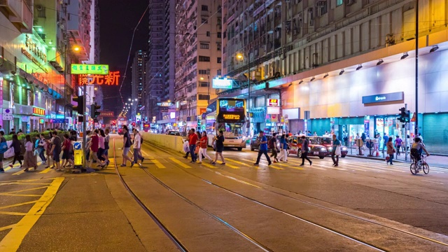 时间推移:香港北角地区夜间交通情况视频素材