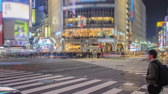 T/L WS ZO涩谷在夜间/东京，日本。视频素材