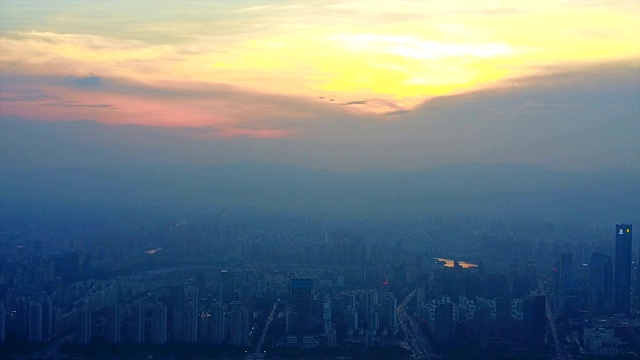 日落，晚霞，城市风景视频素材