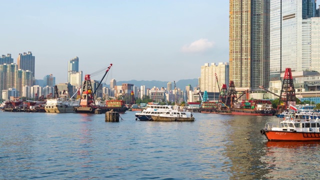 时间流逝港口航运配送仓库工业在香港城市视频素材