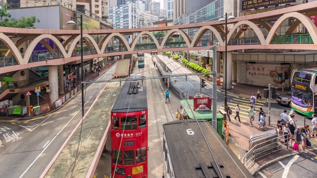 时间流逝:香港铜锣湾附近的交通状况视频素材