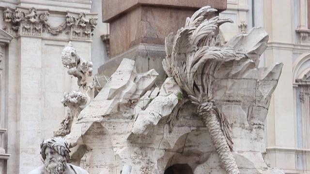 罗马纳沃纳广场的喷泉(Fontana dei Fiumi)。视频素材