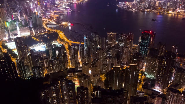 香港摩天大楼和城市景观在夜间的超级坍塌视频素材