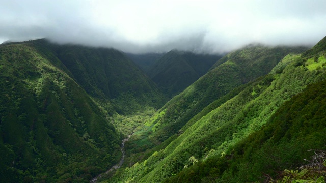 夏威夷绿色热带山谷上空云层的时间流逝视频素材