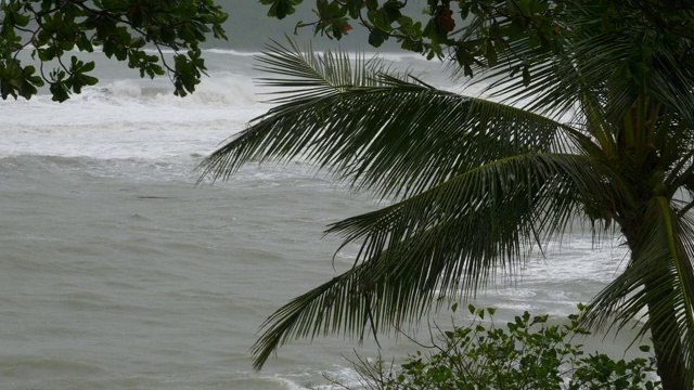 苏梅岛风暴雨天海岸线全景4k泰国视频素材