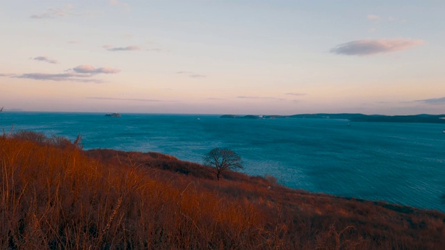 海洋景观和博斯普鲁斯东方的景色。符拉迪沃斯托克,滨海Krai。视频素材