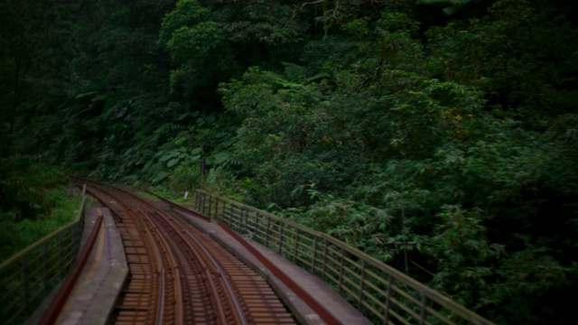 4K在丛林和山区的铁路列车。台湾乡村之旅视频素材