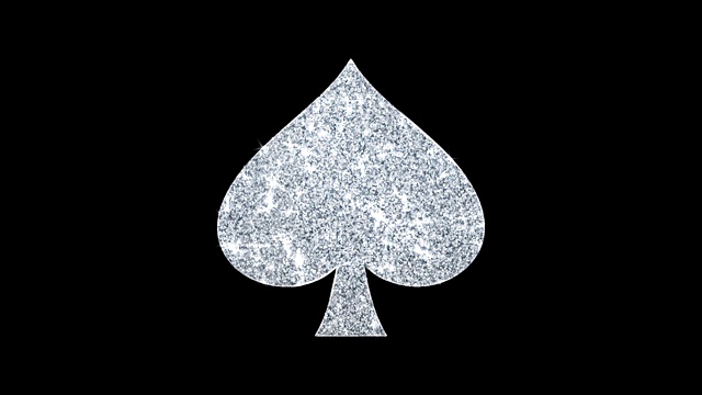 Playing Card Suit Spade Icon Shining闪光环闪烁粒子。视频素材