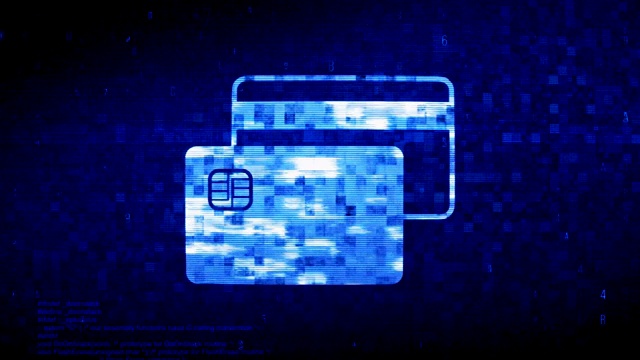 信用卡符号数字像素噪声错误动画。视频素材