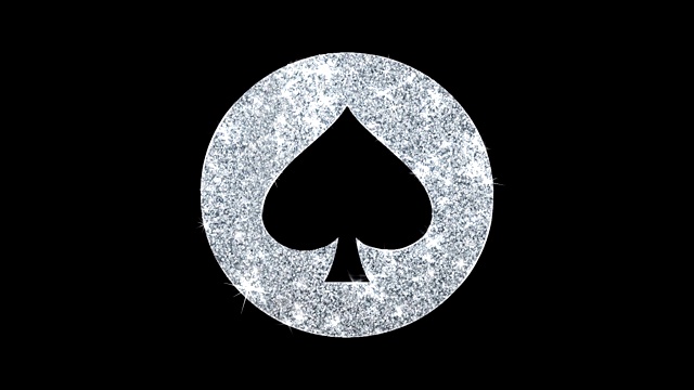 Playing Card Suit Spade Icon Shining闪光环闪烁粒子。视频素材