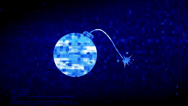 爆炸炸弹符号数字像素噪声错误动画。视频素材