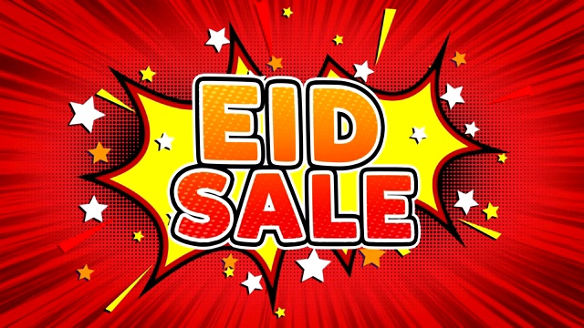 Eid Sale文本波普艺术风格的漫画表达。视频素材