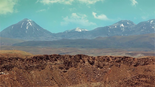 智利阿塔卡马沙漠中的火山。视频素材