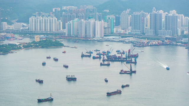 货柜港口港口航运分拨仓库工业香港城市视频素材