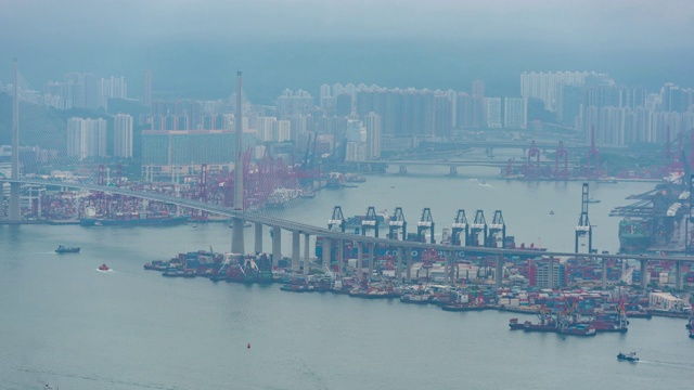 货柜港口港口航运分拨仓库工业香港城市视频素材