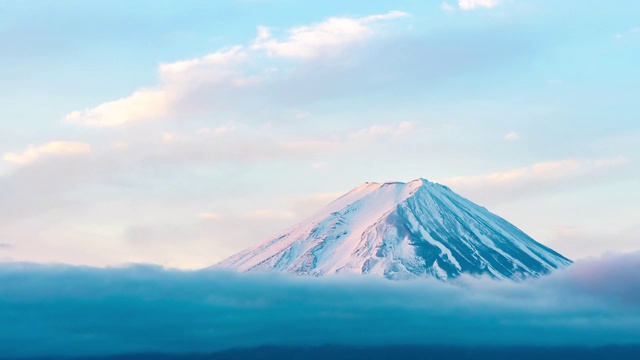 延时:航拍富士山日出川口湖黎明视频素材