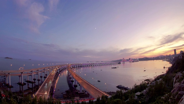 大连星海湾大桥，从早到晚视频素材