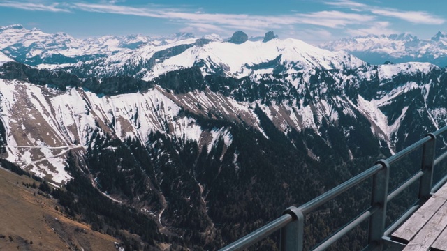 全景从高山到雪峰在瑞士阿尔卑斯山。Rochers-de-Naye视频素材