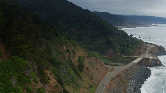 门多西诺县太平洋海岸公路-无人机拍摄视频素材