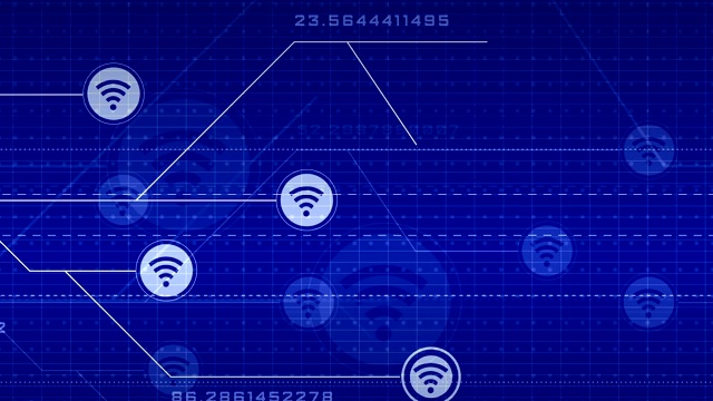 数字蓝色接口与WIFI图标视频素材