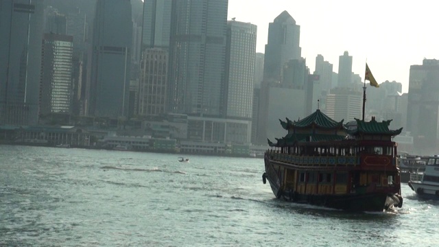 传统渡轮，香港海港视频素材