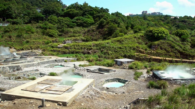 阳明山梯田4K地热热水蒸视频素材