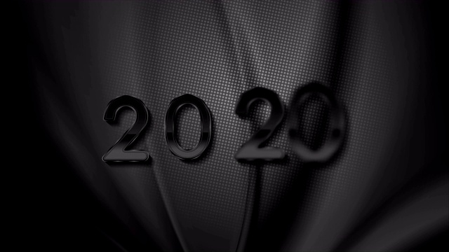 黑色液体波和光滑的2020年新年抽象运动背景视频素材