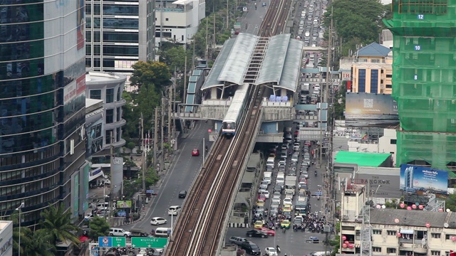 泰国曼谷十字路口俯视图视频素材