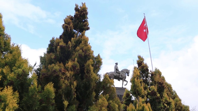 从Melikgazi/Kayseri- turkey的凯塞里钟塔和阿塔图尔克雕像俯瞰
开/土耳其03/25/2004视频素材