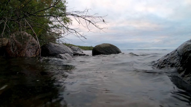 平静的湖岸的场景视频素材