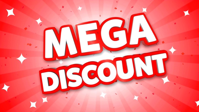 Mega Discount 3D Text on Falling五彩纸屑背景。视频素材