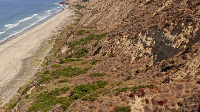 从空中俯瞰Torrey Pines悬崖，拉霍亚，加州圣地亚哥视频素材