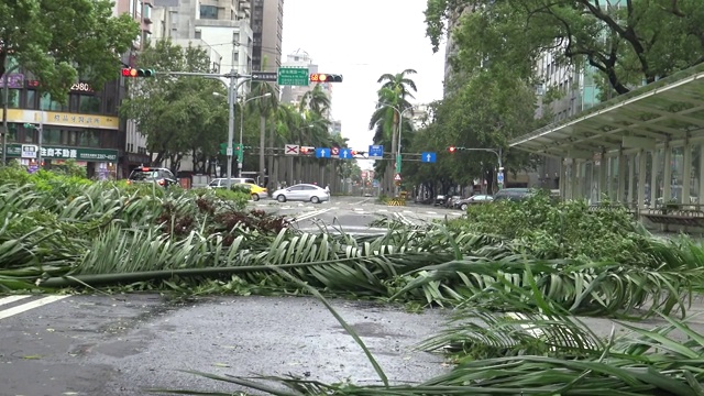 台风苏迪罗4K登陆台湾后造成道路破坏视频素材