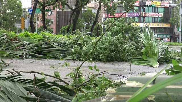 台风苏迪罗4K登陆台湾后造成道路破坏视频素材