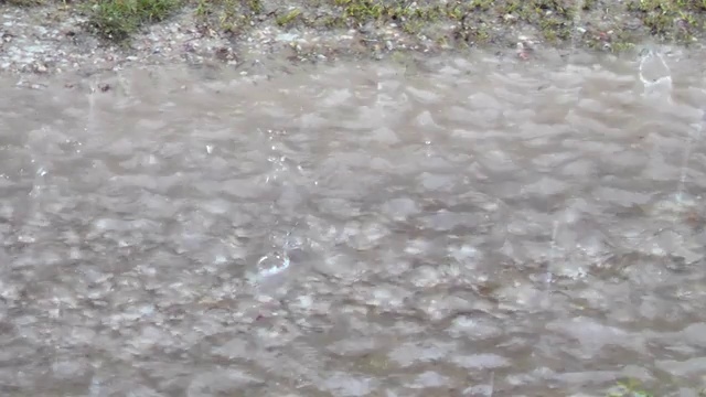 雨水从地上滴下来视频素材