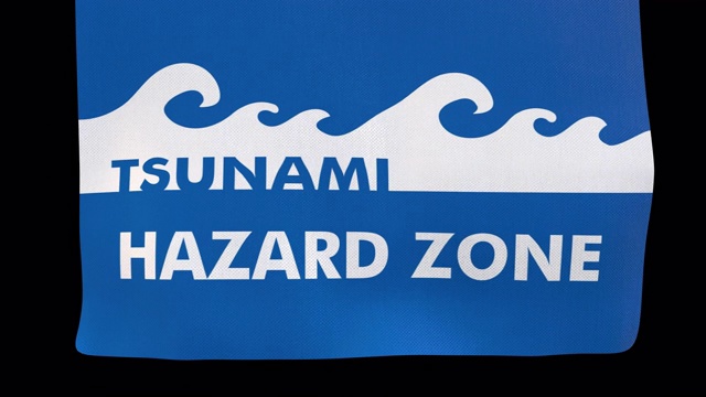 海啸危险区展开布面标志。Alpha频道将包括下载4K苹果ProRes 4444文件视频素材