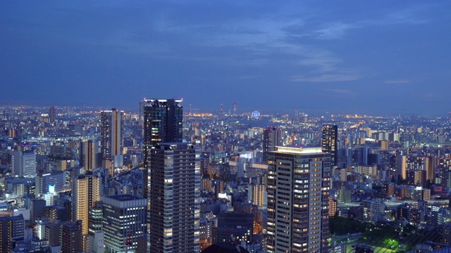 一个大型城市夜间的鸟瞰图视频素材