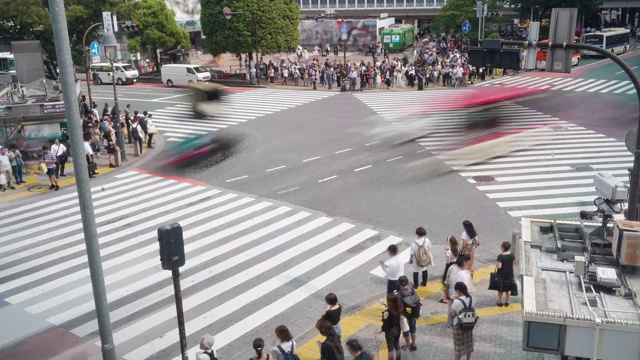 人们在城市里过马路，时间流逝视频素材