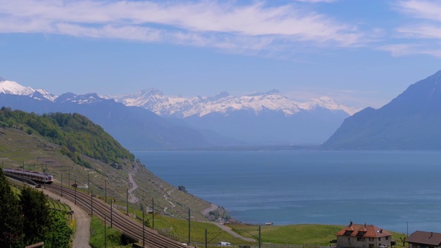 瑞士阿尔卑斯山脉雪峰的美丽风景视频素材