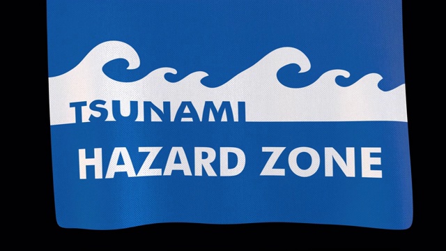 海啸危险区展开布面标志。Alpha频道将包括下载4K苹果ProRes 4444文件视频素材