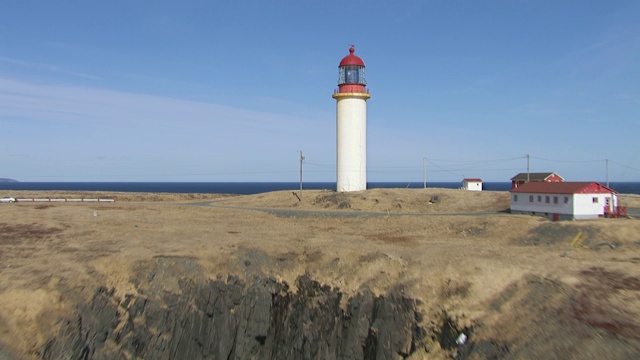 Cape Race灯塔鸟瞰图，阿瓦隆半岛，纽芬兰，加拿大视频素材